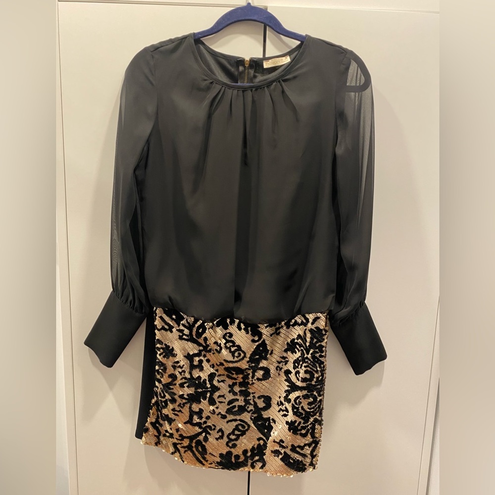 Black and gold party dress, wedding dress, birthday dress size EURO 34